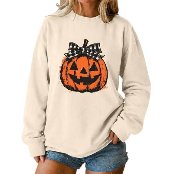 CUIYUAN Sweatshirt for Women Fall Crewneck Sweat Shirts Cute Pumpkin Sweaters Tops Breathable Winter Clothes Womens Sweatshirt