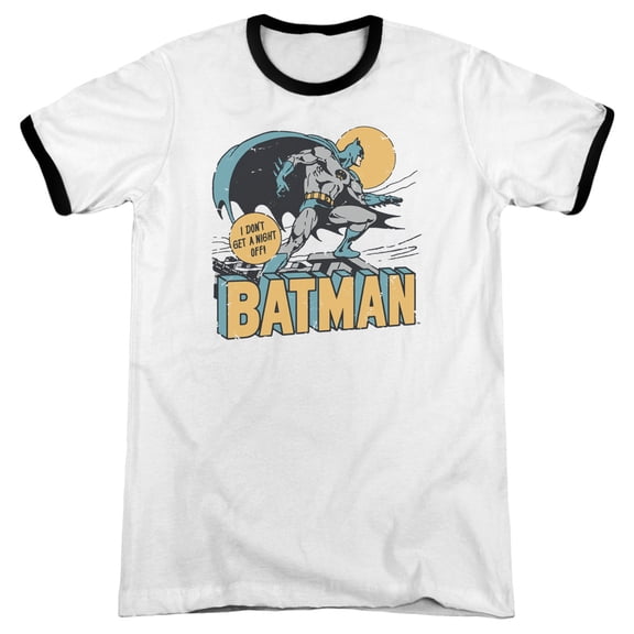 DC Comics Night Off Adult Ringer T-Shirt White/Black