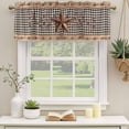 thumbnail image 3 of Vintage Texas Star Brown Valances for Windows, Decorative Rod Pocket Window Valance Curtains, Black Plaid Berry Farmhouse Short Curtain Drapes for Kitchen/Living Room, 2 Panels, 54" W x 18" L, 3 of 8