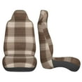 thumbnail image 3 of Easy to Install Car Universal Seat Cover, Brown Abstract Plaid Stripe Four Seasons Universal Front Seat Cover, 2-Piece, 3 of 8