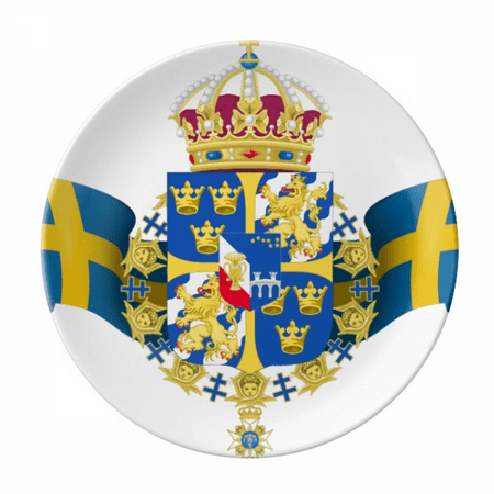 

Sweden National Emblem Country Symbol Plate Decorative Porcelain Salver Tableware Dinner Dish