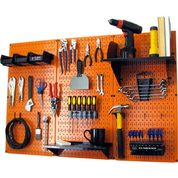 Pegboard Standard Tool Storage Kit, Orange & Black - 48 x 32 x 9 in.