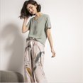 thumbnail image 4 of Pijama de verano cómodo de algodón y seda con contraste para mujer, jersey de manga corta, pantalones, ropa de hogar para mujer con múltiples patrones, 4 of 6