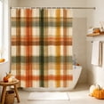 thumbnail image 4 of Orange Green Checked Shower Curtain, Waterproof Shower Curtains for Bathroom, Fall Thanksgiving Buffalo Plaid Washable Fabric Bathtub Curtain Set Bath Decor with 12 Hooks 48"x72", 4 of 8