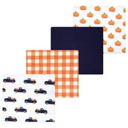 Luvable Friends Hudson Baby Flannel Receiving Blankets 4pk, Harvest Orange Pumpkin