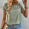 thumbnail image 4 of ZZwxWA Cap Short Sleeve Tops For Womens Solid Color Tunic Blouse Round Neck Relaxed Fit Pullover T-Shirt Green M, 4 of 6