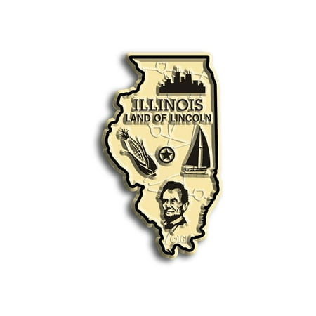 Illinois Land of Lincoln State Map Fridge Magnet