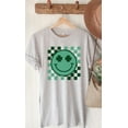 thumbnail image 3 of Checkered Clover Smiley St Patricks Graphic Tee T-Shirt, 3 of 8