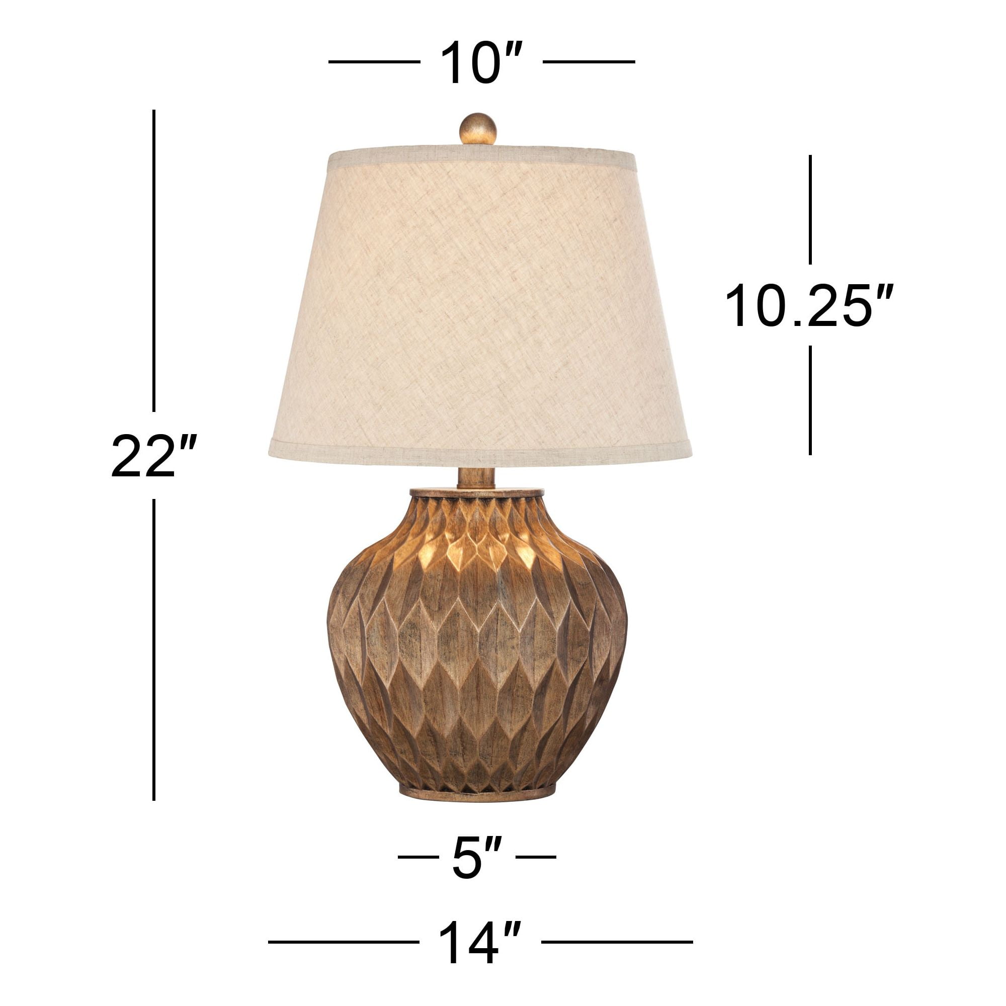 360 Lighting Modern Accent Table Lamps 22" High Set of 2 Warm Bronze Geometric Urn Tapered Drum Shade for Living Room Family Bedroom Office