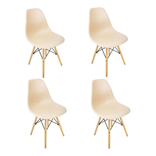Silla Tipo Eames Moderna Kingshouse Set 4 Pzas Para Comedor Minimalista Beige