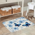thumbnail image 2 of FJPT Non Slip Flannel Polyester Floor Mat With Blue Butterflies And Flowers For Bathroom Kitchen Bedroom Decor 16x24 inch, 2 of 5