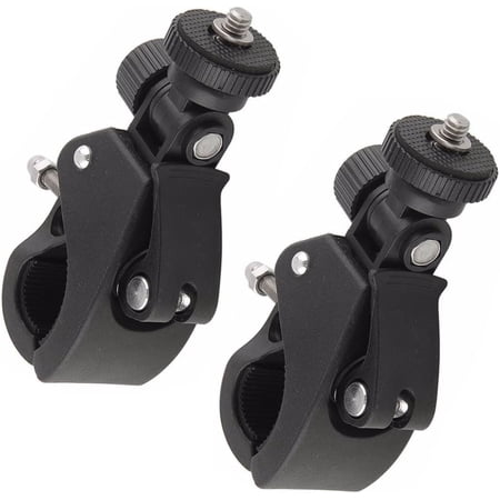 2 Pack Sports Camera Bike Mount Handlebar Clamp Clip Stand Base with 1/4 Screw Adapter for Gopro Hero DJI Osmo Insta360 Motorcycle Bicycle Action Cam Dash GPS Field Monitor Lights