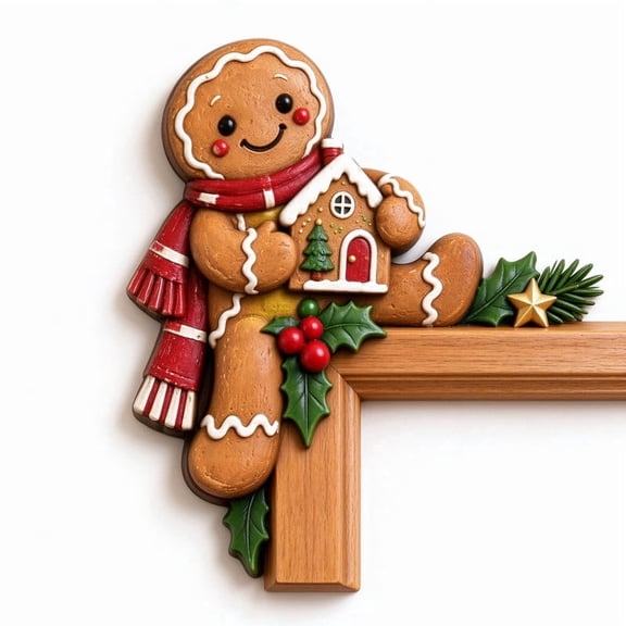 ALOEWXXR Christmas Gingerbread Man Peekaboo Door Frame Corner Decor, Holiday Door Topper Sign For Home
