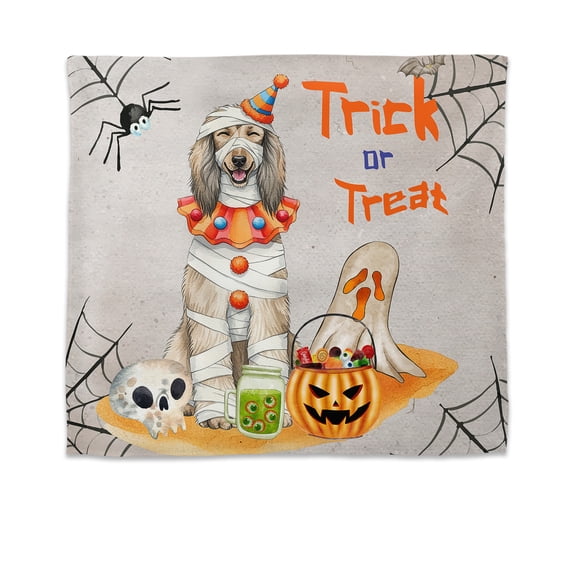 Trick or Treat Afghan Hound Funny Mummy Cosplay Pumpkin Candy Basket Tapestry Dog Lover Wall Hanging Backdrop Home Decor - 12016