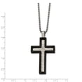 thumbnail image 4 of Stainless Steel Ball Beaded Necklace with Pendants Chain Chisel Brushed and Polished Hammered Black IP-plated Cross Pendant on a 24 inch 29.03 mm, 4 of 5