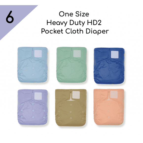 KaWaii Baby Taille Unique Coques de Couches en Tissu HD2, Réutilisables, Lavables, Étanches, Meilleures Couches en Tissu de Garderie, pour Bébés 8-36 lbs - Pack de 6