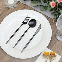 BalsaCircle 50 Black Disposable Heavy Duty Plastic Cutlery Spoons Forks Knives Set Party Events Tableware Supplies