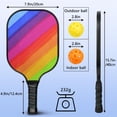 thumbnail image 3 of Pickleball Paddles Set Of 1, Fiberglass Surface, Vibrant Rainbow Print, 1 Paddle, 2 Balls & Bag, 3 of 5