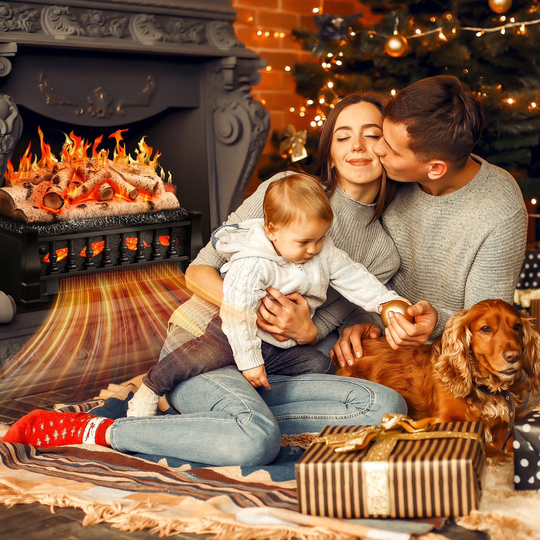 KISSAIR Electric Fireplace 20.53 in x 11.51 in Floor Standing, 5100 BTU, Electric Indoor Fireplace