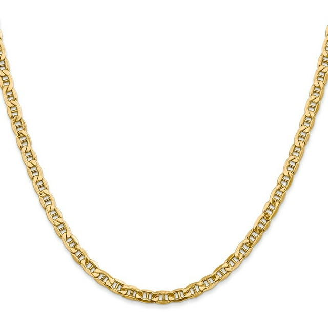 Diamond2Deal Father's Day Gift 14K Yellow Gold 4 mm Semi-Solid Anchor Chain Necklace for Men 20"