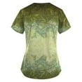 thumbnail image 3 of Embrace Your Fashionista Side HIMIWAY Womens Fashion Women's Printing Short Sleeve V-neck Tops Print Working Pocket Blouse Green XL, 3 of 3
