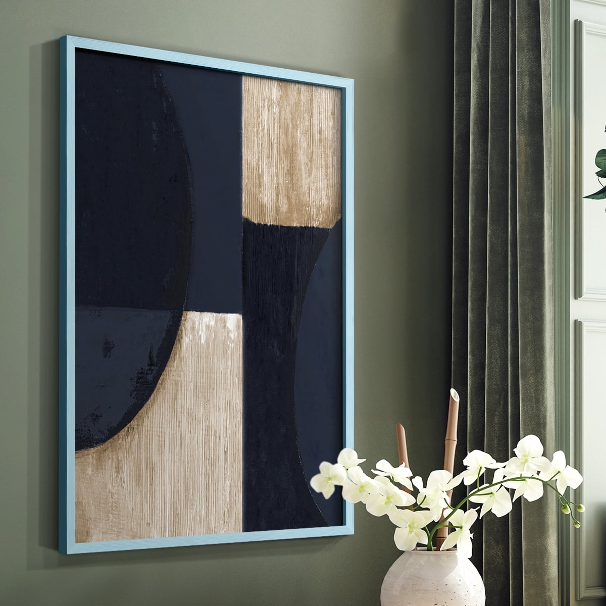 Navy Reflections in Blue Solid Wood 11 x 14 Framed Print