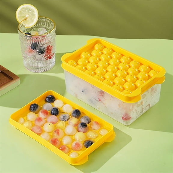 Ice Cube Tray with Lid and Bin - Round Ice Trays for Freezer with Lid - Ice Cube Trays for Freezer with Ice Container