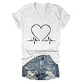 thumbnail image 4 of MESSIYO Shirts for Women Graphic Tees for Women womens v neck t shirts trendy womens tops women blouses Women's Fashionable Casual V Neck Love Printed Top Short Sleeved T Shirt White XL, 4 of 4