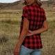 thumbnail image 3 of Blusas para las Mujeres Casual Verano Botón Sólido Cuello en V Suelto Camiseta Blusa Tela Suave Transpirable para la Oficina Casual Uso Diario Camisa de Denim Vestido Mujeres, 3 of 8