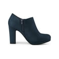 thumbnail image 3 of BLISSFUL STEP Women's Ankle Boots Faux Suede Round Toe Block High Heel Side Zipper Shoes Navy Blue 7, 3 of 8