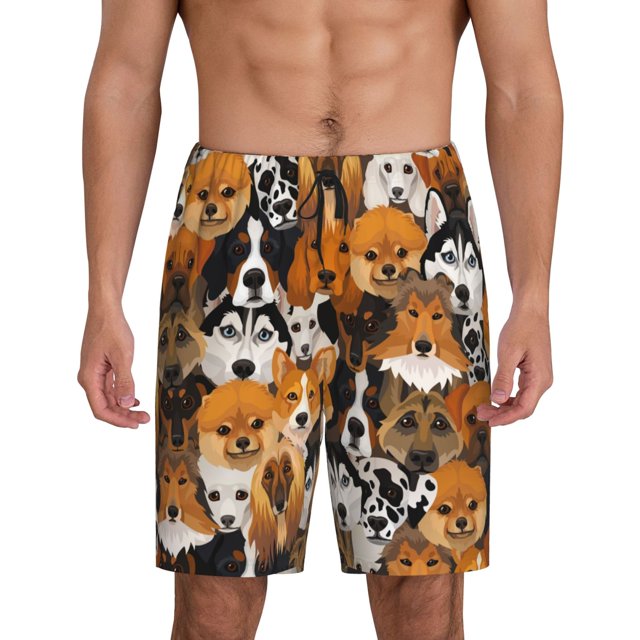 Fotbe Dogs Different Breeds Pantalones Cortos de Pijama para Hombre, Ropa de Dormir, Pantalones de Pijama Cortos para Hombre-X-Large