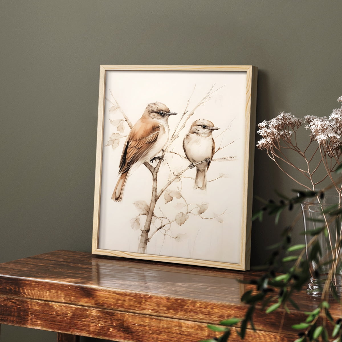 Vintage Animal Print LII - 14in. x 11in. Vintage Framed Print in Natural Wood Frame