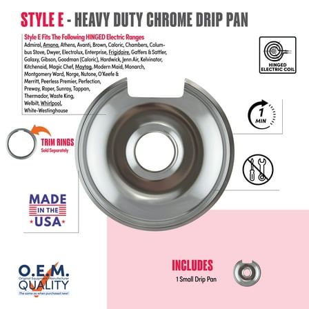 Range Kleen 103A Style E Small Heavy Duty Chrome Drip Pan