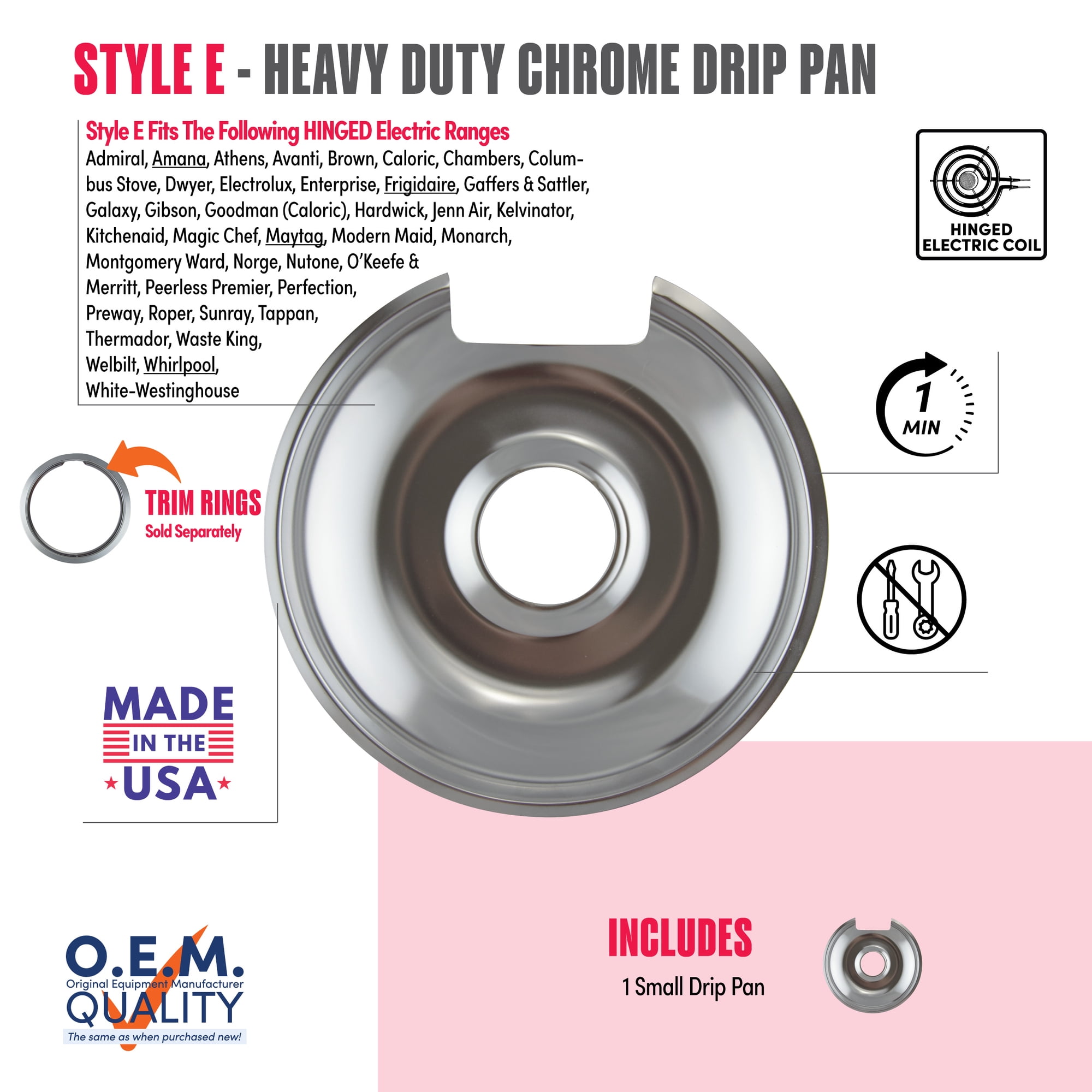 Range Kleen 103A Style E Small Heavy Duty Chrome Drip Pan