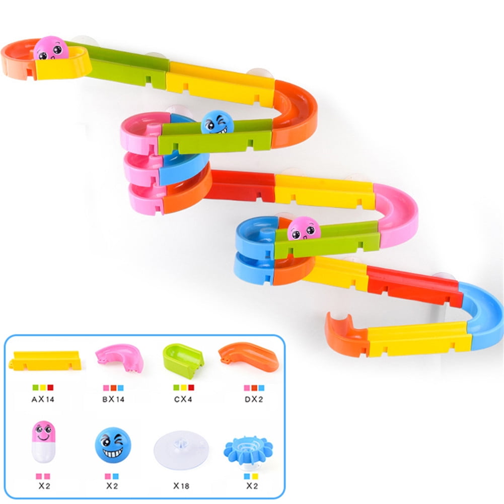 60PCS/Set Bath Toy Baby Shower Bathtub Toy DIY Slide Waterfall Track to