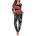 thumbnail image 1 of Conjunto de pijama de dos piezas con estampado navideño para mujer, ropa de dormir femenina, traje de manga larga, ropa de casa, ropa de estar por casa, otoño, envío directo, 1 of 4
