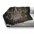 thumbnail image 3 of Rustic Soft Flannel Fleece Blanket, Wooden Planks Pattern Background Crystal Chandelier Design Vintage Style Country, Cozy Plush for Indoor and Outdoor Use, 50" x 70", Brown and Pink, by Ambesonne, 3 of 6