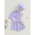 thumbnail image 3 of Bagilaanoe 3pcs Little Girl Skirt Set Set Short Sleeve Shirt Tops + Pleated Skirt + Hat 4T 5T 6T 7T Kids Casual Summer Outfits, 3 of 8