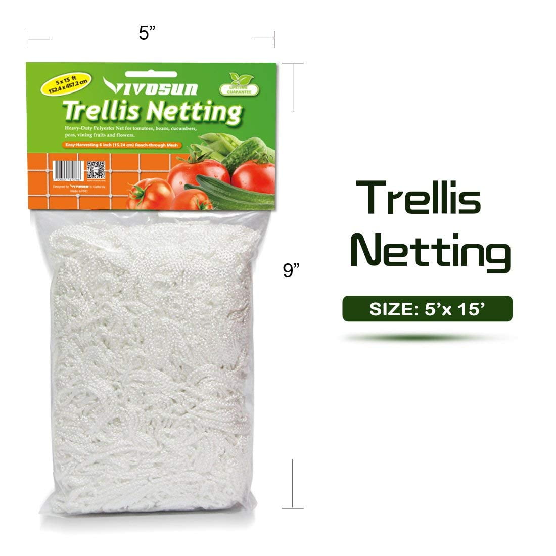 5 Ft X 15 Ft 1 Pack Tcamp Heavy-Duty Polyester Plant Trellis Netting 5 x 15ft 