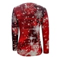 thumbnail image 5 of Mode Femmes Casual Imprimé Flocon de Neige V Cou Coutures Manches Longues Chemisier de Noël Haut, 5 of 5