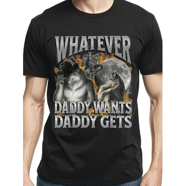 Camiseta de algodón para hombre con el divertido meme "Papá lo que quiera, papá lo consigue". Manga corta informal, cuello redondo y textura suave. Regalo perfecto de verano para chicos con estilo. Ca