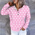 thumbnail image 2 of Jsaierl Button Up Hoodies for Women Cute Polka Dot Print Hooded Sweatshirt Oversized Pullover Comfort Long Sleeve Tops Winter Fashion S-2XL, 2 of 7