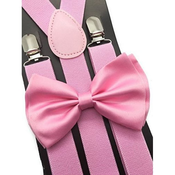 Coool Adult Light Pink Suspender and Bow Tie Set Wedding Prom Groomsmen Suspenders Walmart
