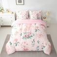 thumbnail image 2 of Manfei Girls Ballet Shose Bedding Comforter Set 7 Pieces, Pink Rose Floral Full Bedding Set, Kawaii Ribbon Bowknot Reversible Fitted Sheet Flat Sheet, Luxury Bedroom Decor, 2 of 7