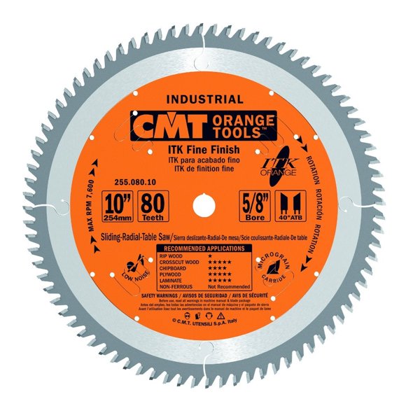 Hoja de sierra CMT Orange Tools 10" 80T 40° ATB 16 cm de diámetro interior