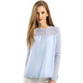 thumbnail image 3 of AllegK CamiDe GaCon Cuello Redondo Y BluCampesiDe ManLarCon Panel Floral De Encaje PaMujer Azul claro XL, 3 of 6