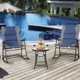 thumbnail image 3 of Costway 3PCS Folding Bistro Set Rocking Chair Cushioned Table Garden Blue, 3 of 10