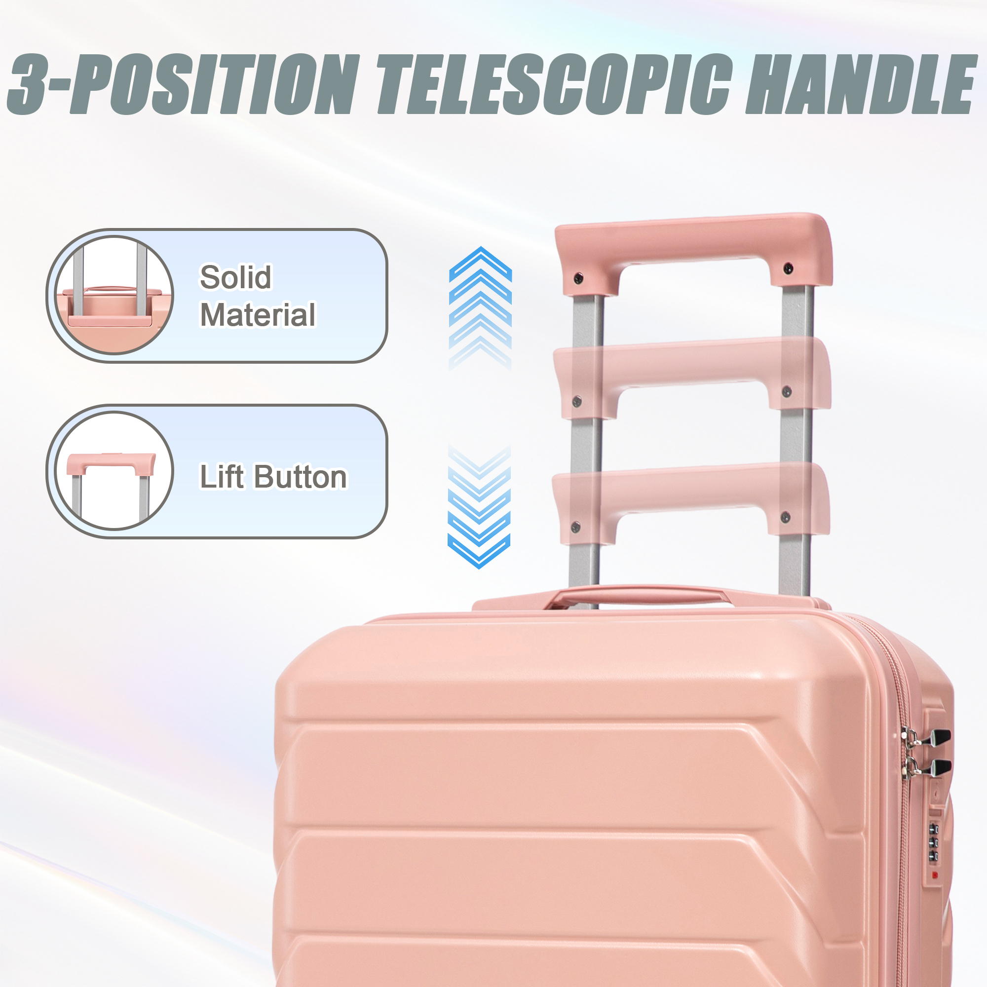 2 Piece in ABS Spinner Wheel Luggage Sets, Hardside Suitcase with Combination Lock,20 inch Carry On Luggage 14 inch Cosmetic Case
