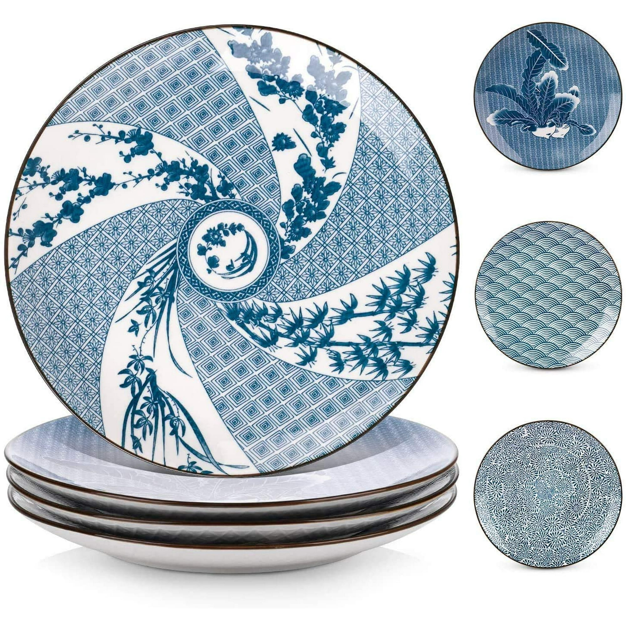 Blue white dinner set sale