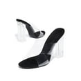 thumbnail image 2 of Cape Robbin Jolie Black Transparent Cris Cross Block Heeled Open Toe Sandals (Black Jolie, 10), 2 of 3